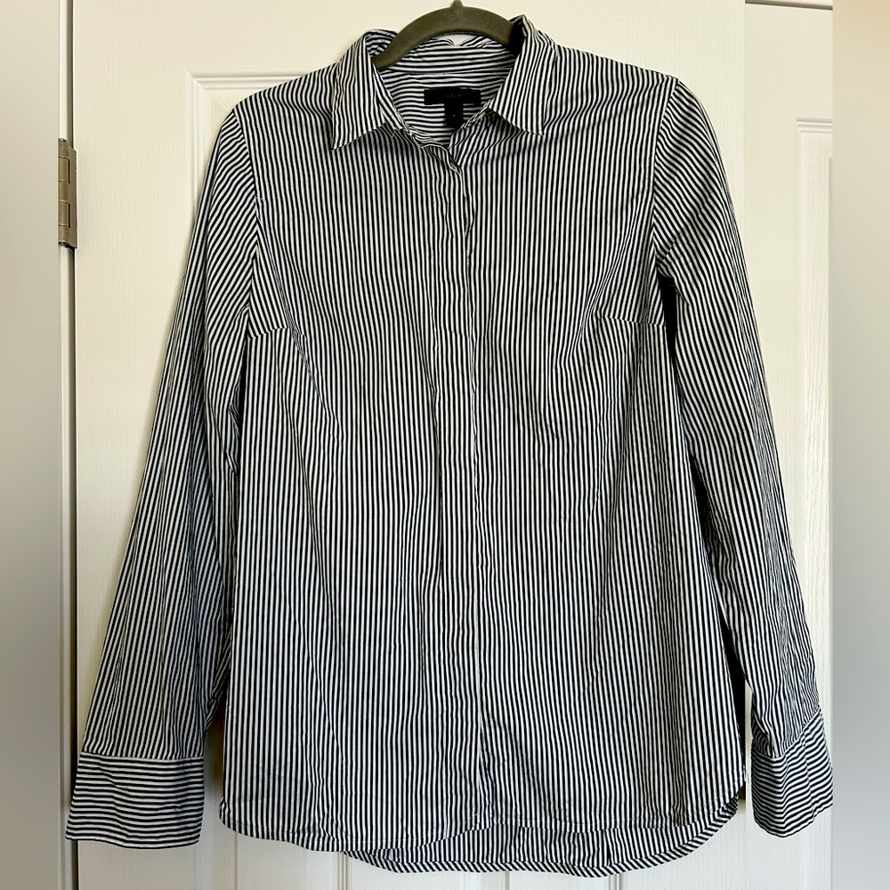 J. Crew Button Down Striped Tunic Shirt, size 8
